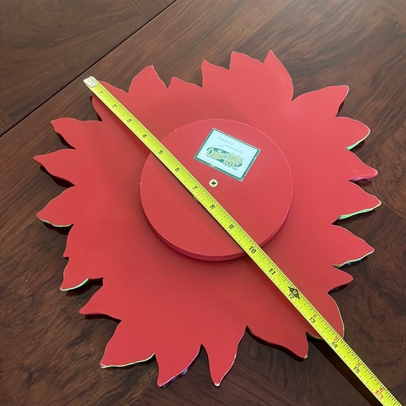 Collections Etc. Wooden Poinsettia Lazy Susan - Picture 10 of 10